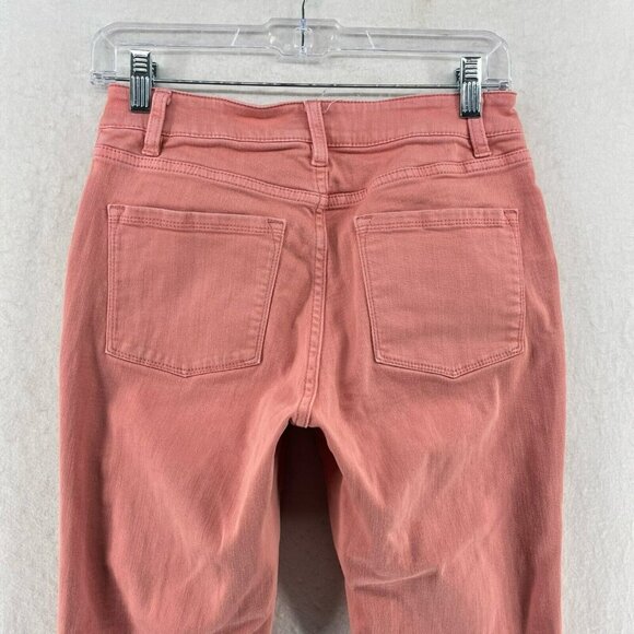 L.L. Bean Jeans Women's Sz 4 Coral Pink Denim Mid Rise Classic Fit Crop Stretch - Picture 8 of 12